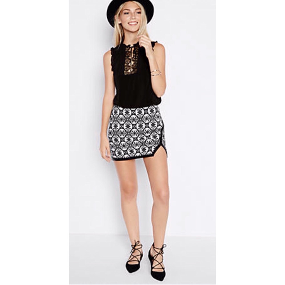 Express Geo Asymmetrical Mini Skirt NWT